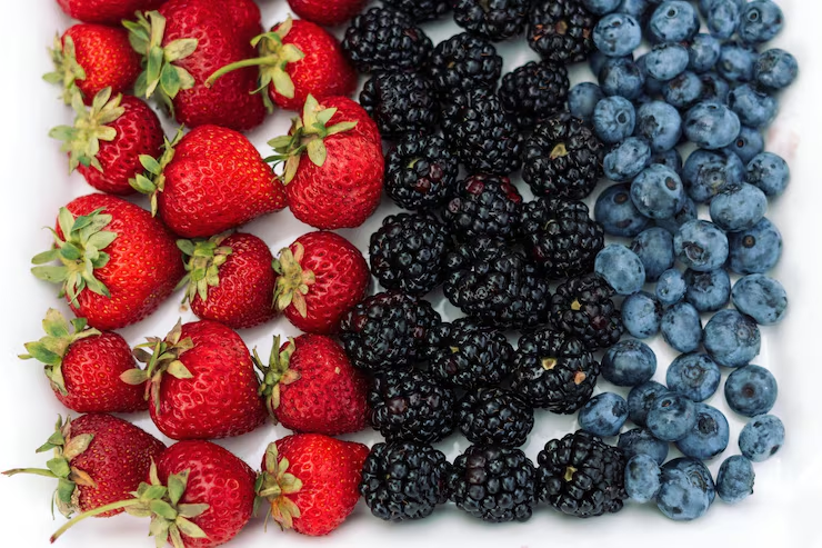 Blueberries, Strawberries, Raspberries